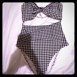 Black and white plaid classic bathing suit